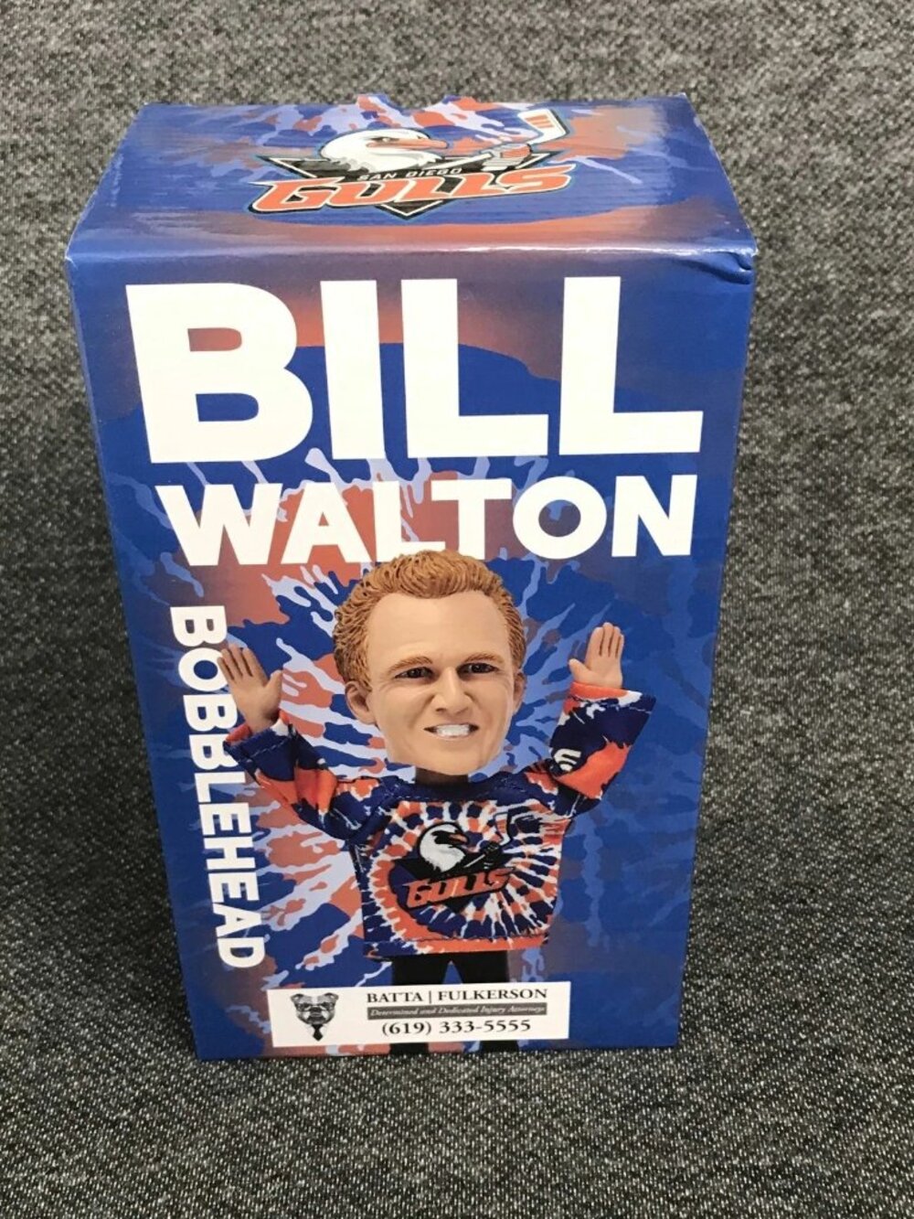 NEW SGA Bill Walton Tie Dye Jersey San Diego Gulls Hockey Bobble Head Bobblehead